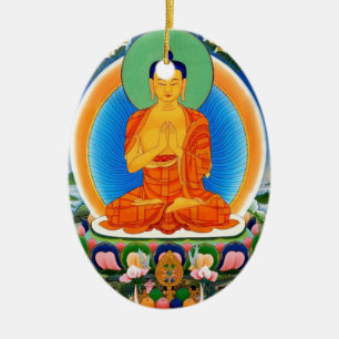 Tibetan Thangka Prabhutaratna Buddha Ceramic Tree Decoration