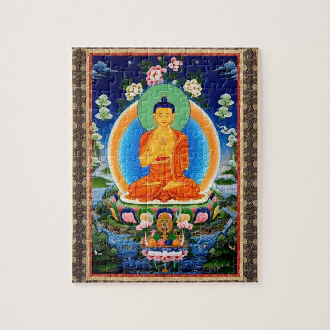 Tibetan Thangka Prabhutaratna Buddha Jigsaw Puzzle (Vertical)