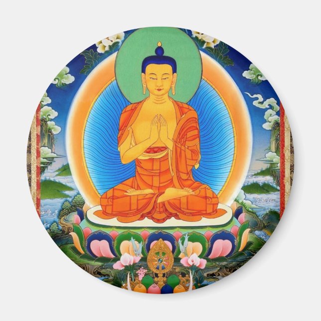 Tibetan Thangka Prabhutaratna Buddha Magnet (Front)