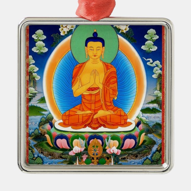 Tibetan Thangka Prabhutaratna Buddha Metal Tree Decoration (Front)