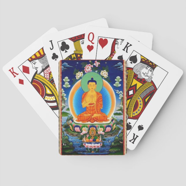 Tibetan Thangka Prabhutaratna Buddha Playing Cards (Back)