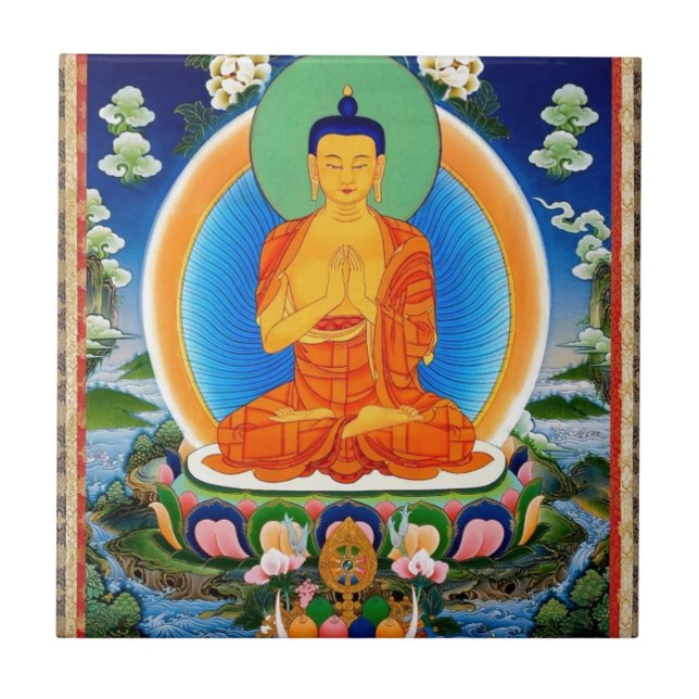 Tibetan Thangka Prabhutaratna Buddha Tile (Front)