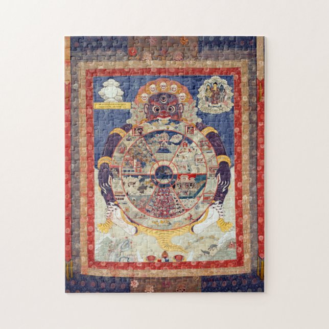 Tibetan Wheel of Life Cycle of Samsara Jigsaw Puzzle (Vertical)