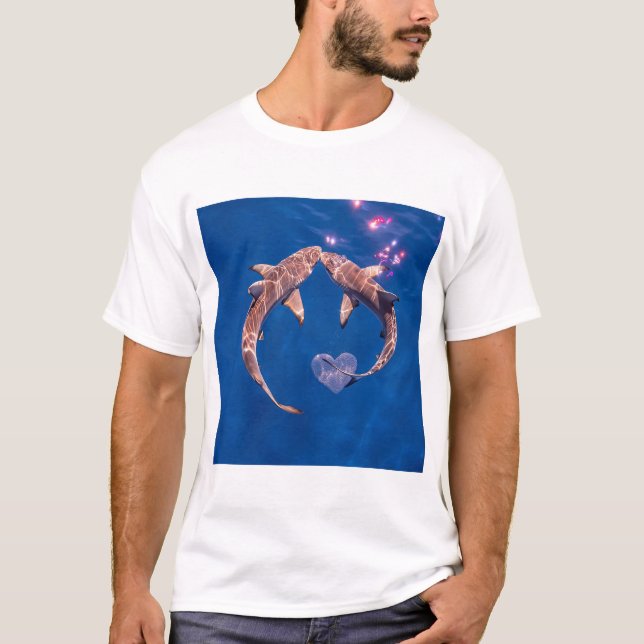 Tiburones blancos enamorados T-Shirt (Front)