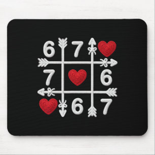 Tic Tac Toe 67 Valentine Couple Hearts Six Seven F Mouse Mat
