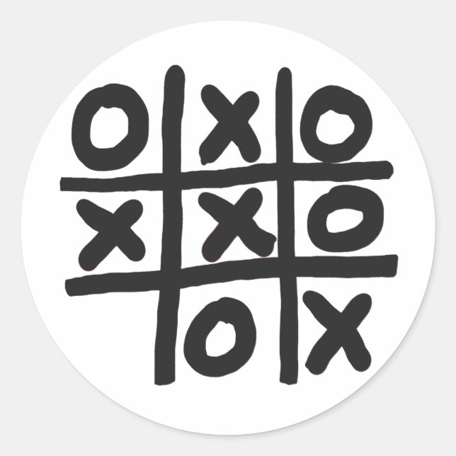 Tic Tac Toe Classic Round Sticker (Front)