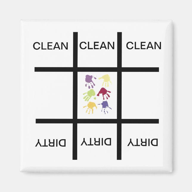 Tic Tac Toe Hands Clean Dirty Dishwasher Magnet (Front)