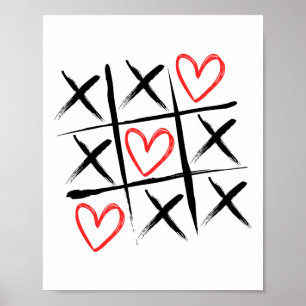 Tic-tac-toe Hearts And Crosses Valentine's Day Poster