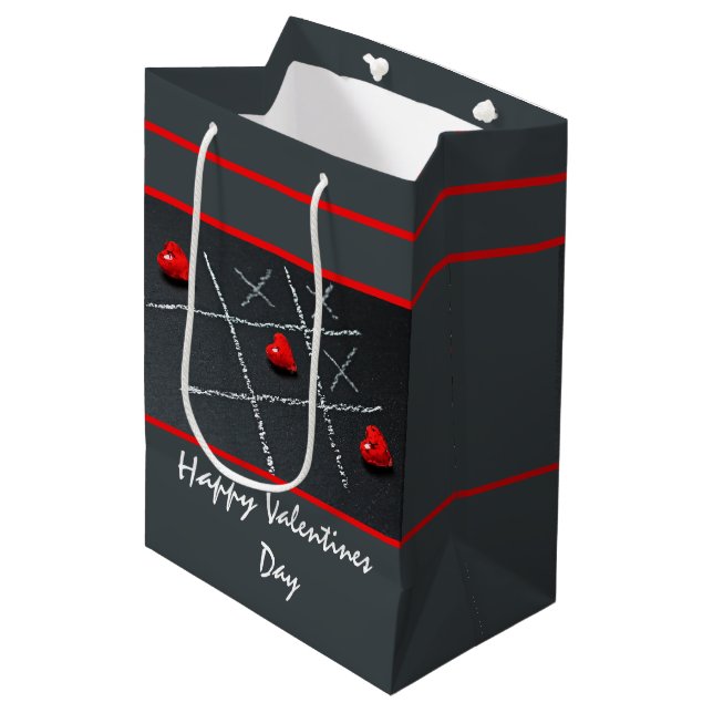 Tic Tac Toe Hearts Medium Gift Bag (Front Angled)