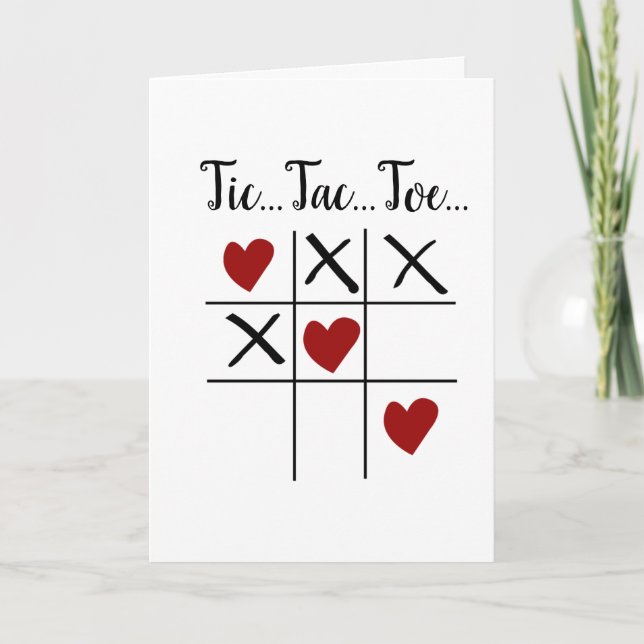 Tic Tac Toe Hearts Valentine Anniversary Card (Front)