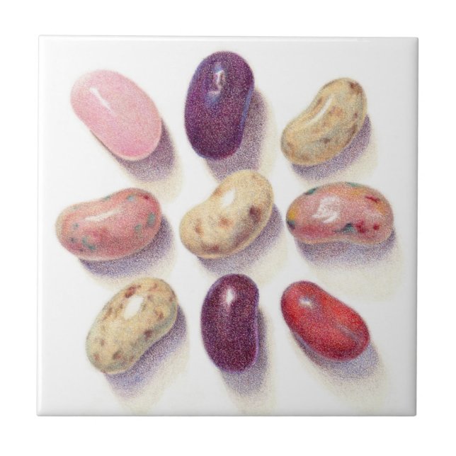 TIC TAC TOE JELLY BEANS 4.25" Square Ceramic Tile (Front)