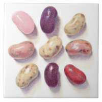 TIC TAC TOE JELLY BEANS 6" Square Ceramic Tile