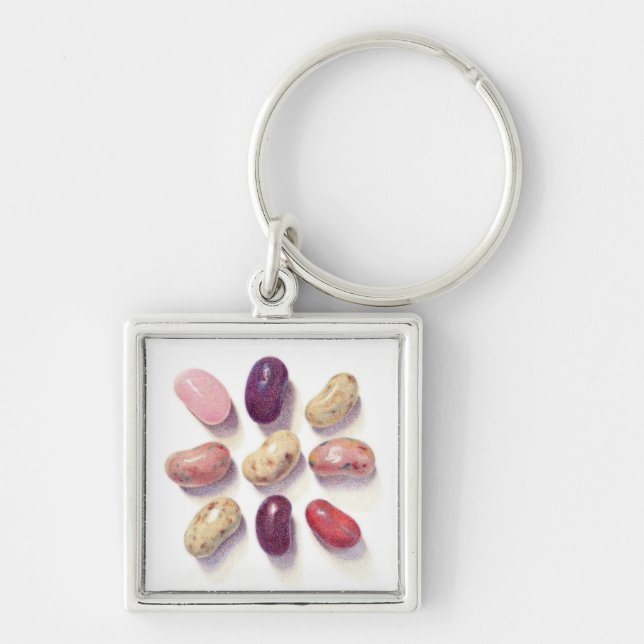 TIC TAC TOE JELLY BEANS Premium Square Keychain (Front)
