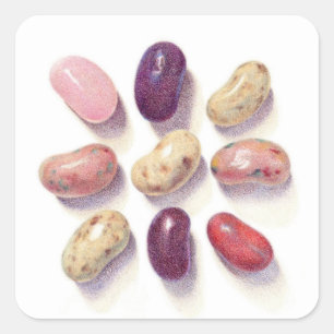 TIC TAC TOE JELLY BEANS Small Square Stickers