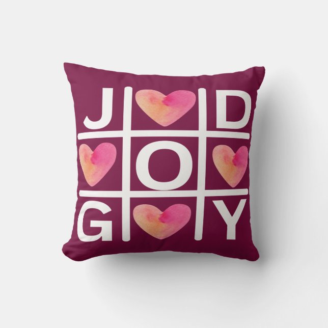 Tic Tac Toe Joy and God Christian Faith Cushion (Front)