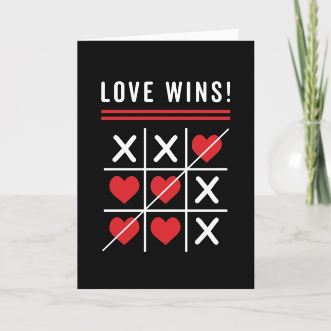 Tic Tac Toe Love Wins Birthday Valentine's Day Card (Front)