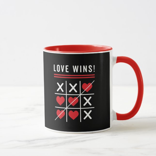 Tic Tac Toe Love Wins Birthday Valentine's Day Mug (Right)