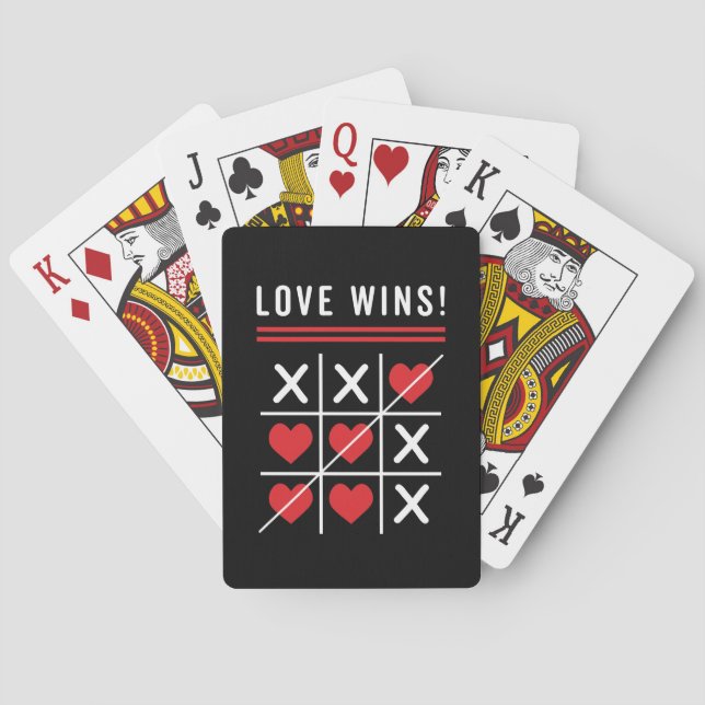Tic Tac Toe Love Wins Birthday Valentine's Day Playing Cards (Back)