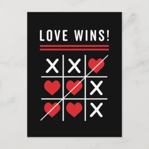Tic Tac Toe Love Wins Birthday Valentine's Day Postcard