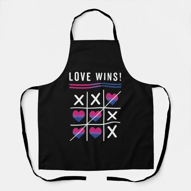 Tic Tac Toe Love Wins LGBTQ Bisexual Pride Apron (Front)