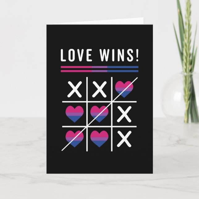 Tic Tac Toe Love Wins LGBTQ Bisexual Pride Card (Front)