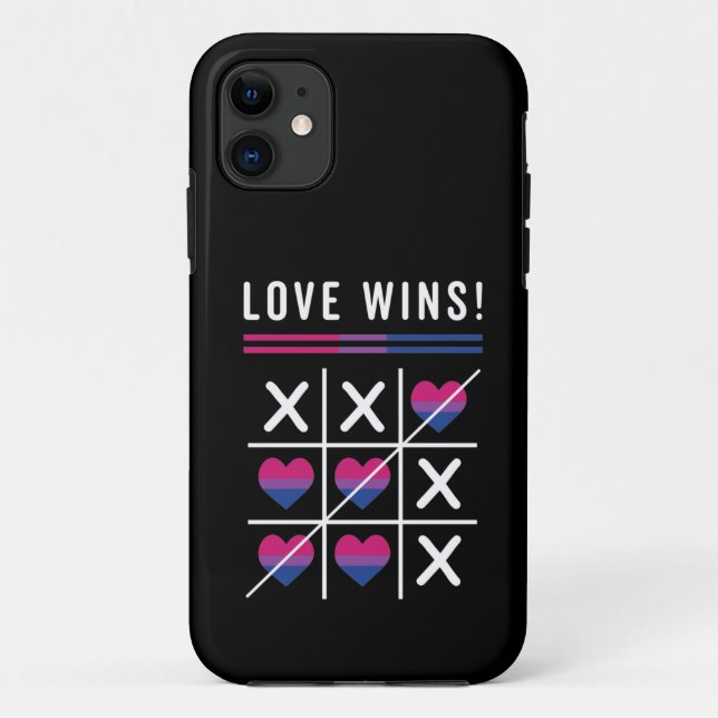 Tic Tac Toe Love Wins LGBTQ Bisexual Pride Case-Mate iPhone Case (Back)