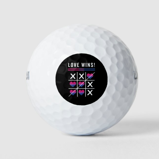 Tic Tac Toe Love Wins LGBTQ Bisexual Pride Golf Balls (Front)