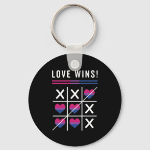 Tic Tac Toe Love Wins LGBTQ Bisexual Pride Key Ring