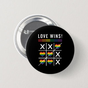 Tic Tac Toe Love Wins LGBTQ Gay Pride 6 Cm Round Badge