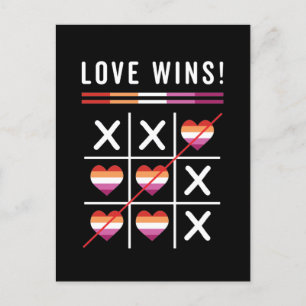 Tic Tac Toe Love Wins LGBTQ Lesbian Pride Postcard