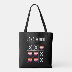 Tic Tac Toe Love Wins LGBTQ Lesbian Pride Tote Bag