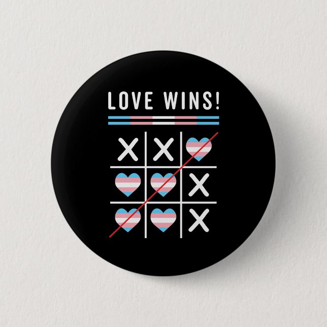 Tic Tac Toe Love Wins LGBTQ Transgender Pride 6 Cm Round Badge (Front)