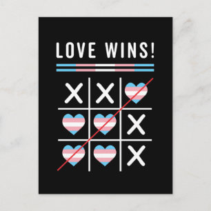 Tic Tac Toe Love Wins LGBTQ Transgender Pride Postcard
