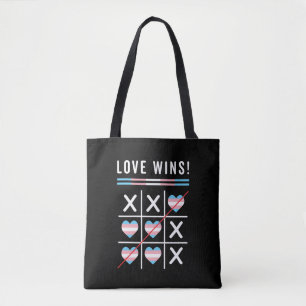 Tic Tac Toe Love Wins LGBTQ Transgender Pride Tote Bag