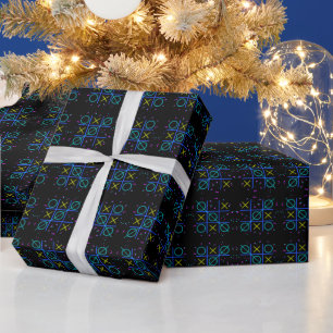 Tic Tac Toe Neon Retro Glow Gamer Arcade Wrapping Paper