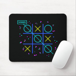 Tic Tac Toe Neon Retro Winner Glow Gamer Arcade Mouse Mat