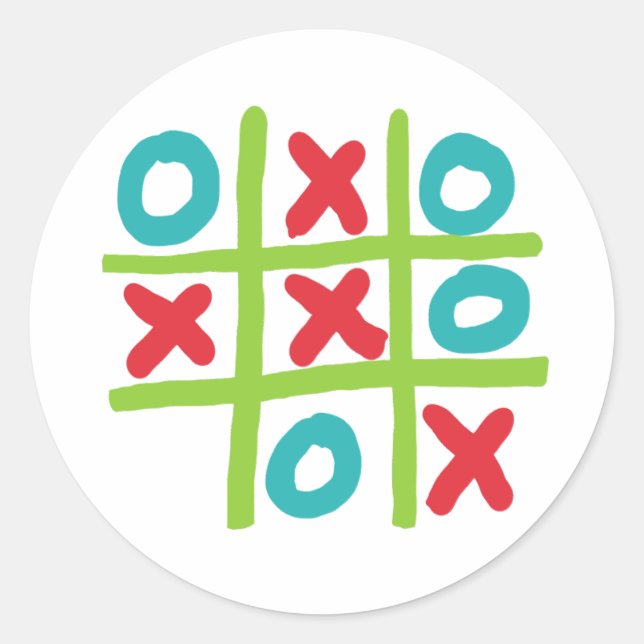 Tic-tac-toe Noughts and Crosses Classic Round Sticker (Front)
