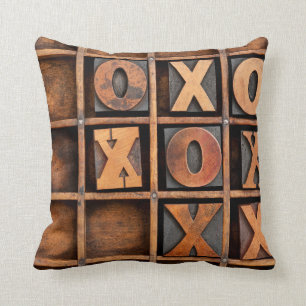 tic-tac-toe or noughts and crosses game - vintage cushion