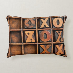 tic-tac-toe or noughts and crosses game - vintage  decorative cushion