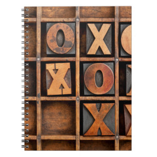 tic-tac-toe or noughts and crosses game - vintage notebook