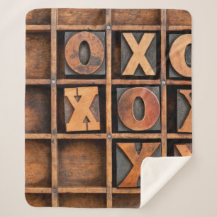 tic-tac-toe or noughts and crosses game - vintage sherpa blanket