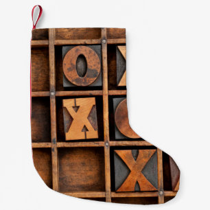 tic-tac-toe or noughts and crosses game - vintage small christmas stocking