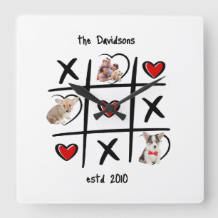 Tic-Tac-Toe Personalised Photo Square Clock