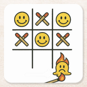 Tic Tac Toe Square Paper Coaster