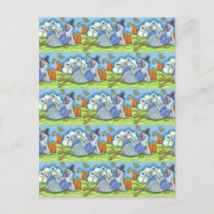 TIC TAC TOE TURKEY, FUN THANKSGIVING BIRD GAMES POSTCARD