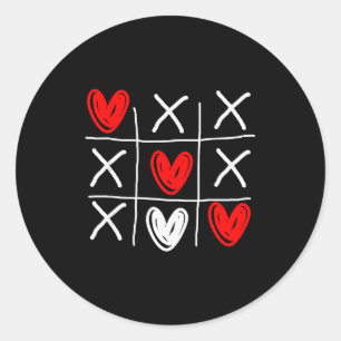 Tic Tac Toe Valentines Day Love Heart In Love Coup Classic Round Sticker