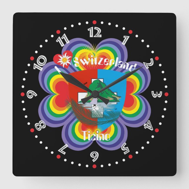Ticino Schweiz Suisse Svizzera Svizra Uhr Square Wall Clock (Front)