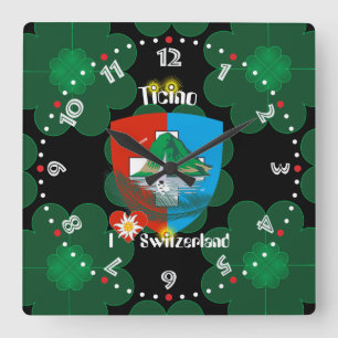Ticino Switzerland Suisse Svizzera Svizra Square Wall Clock