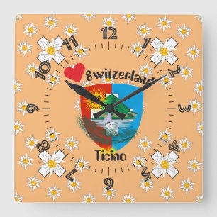 Ticino Switzerland Suisse Svizzera Svizzera Square Wall Clock