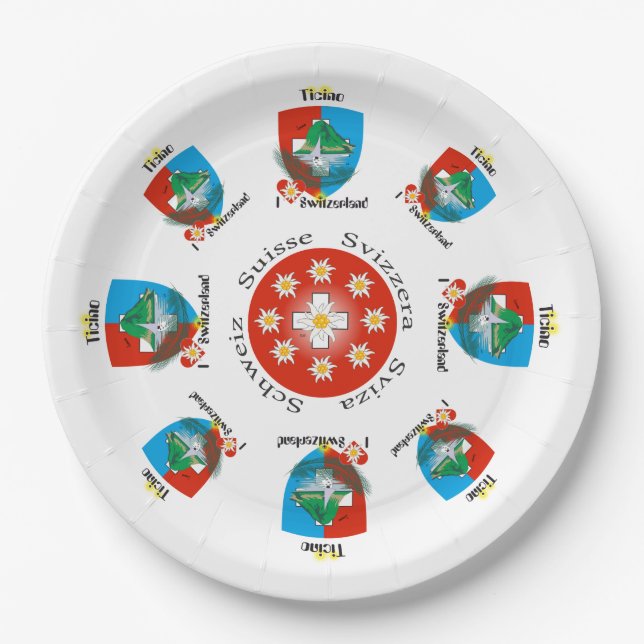 Ticino - Switzerland - Svizzera Paper Plate (Front)
